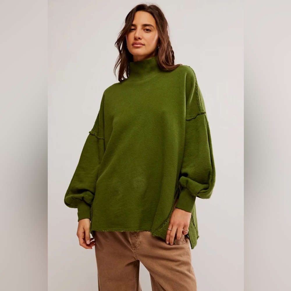 NWOT Free People Olive Green Turtleneck Sweater
